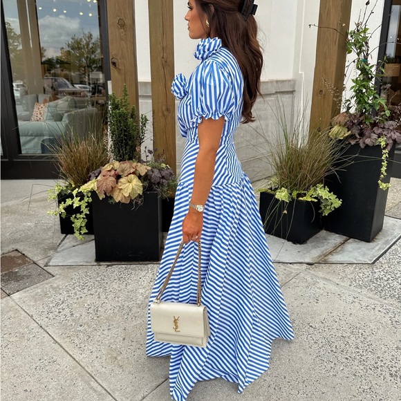 Blue and white striped dress, size L NWOT - Picture 2 of 3